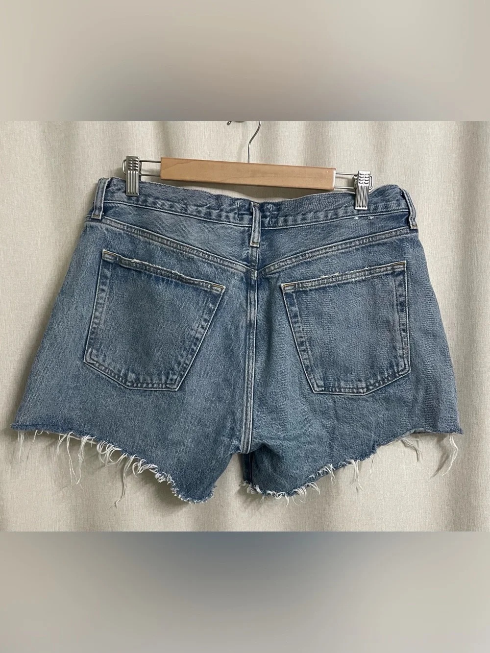 AGOLDE Parker Long Shorts Size 31 High Rise Raw Hem Regenerative Cotton